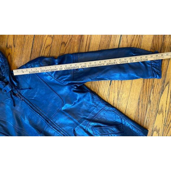 VTG 70s USA Unique Rare Women’s 10-12, 42 Cabretta Angel Skin Leather Coat Hood - Picture 11 of 16